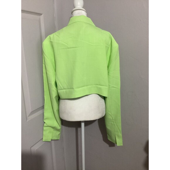 WeWoreWhat Cropped Lime Green Long Sleeve Collar Blazer XL - Picture 5 of 9
